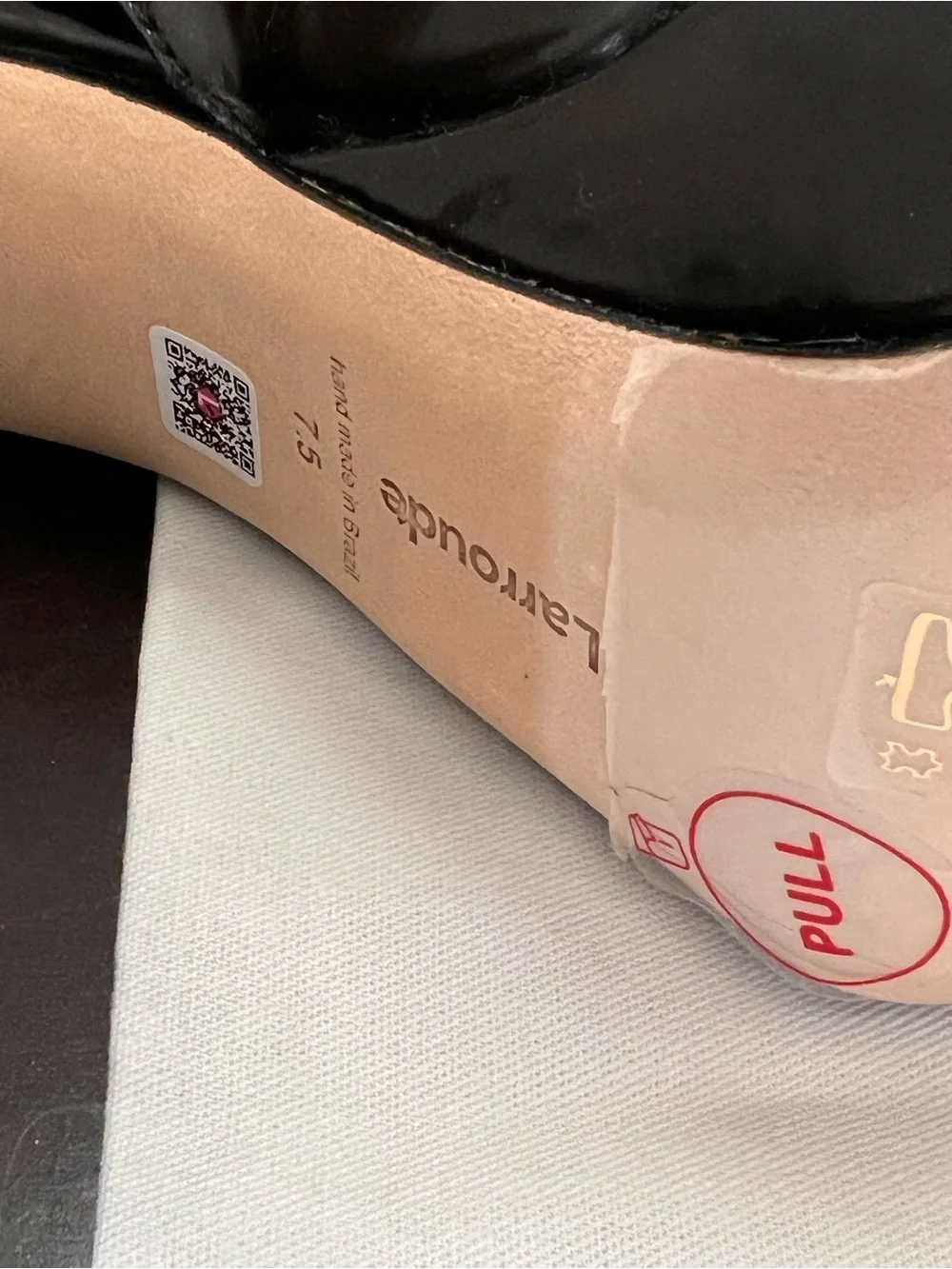Larroude Harrington Glossy Black Platform Slingback Loafers Heels 7.5 NIB NWT